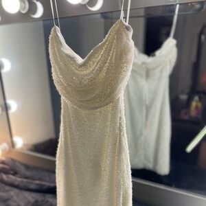 Elegant White Beaded Dress